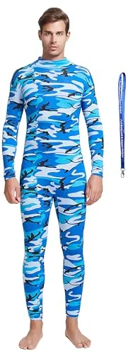Men's Suit, No Hood, Bare Hands and Feet in Camo Blue