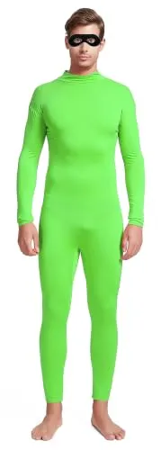 No-Hood Suit with Eye Mask, Bare Hands and Feet in Lime Green