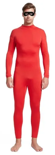 No-Hood Suit with Eye Mask, Bare Hands and Feet in Red