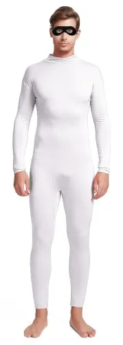 No-Hood Suit with Eye Mask, Bare Hands and Feet in White