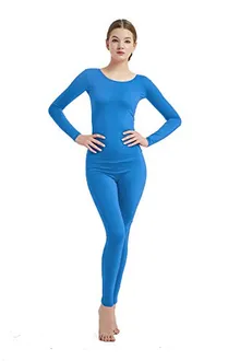 Women's Round-Neck Unitard in Light Blue
