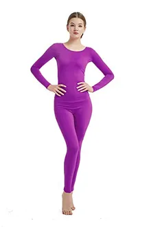 Women's Round-Neck Unitard in Purple