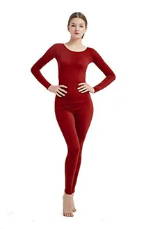 Women's Round-Neck Unitard in Wine