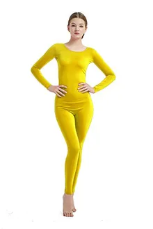 Women's Round-Neck Unitard in Yellow