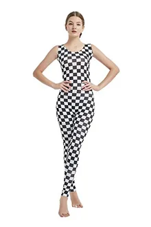 Women's Sleeveless Unitard in Checker