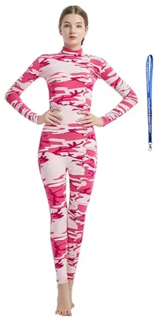 Women's Suit, Bare Hands and Feet in Camo Pink