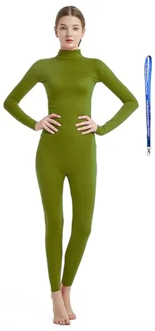 Women's Suit, Bare Hands and Feet in Olive Green