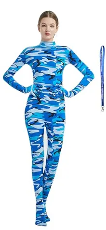 Women's Suit, No Hood in Camo Blue